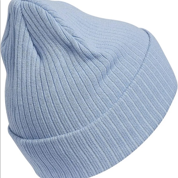 🎉HP🎉New! Adidas Originals Ribbed Trefoil Logo Womens Beanie OS Light Blue🌧🌊 - Picture 7 of 8